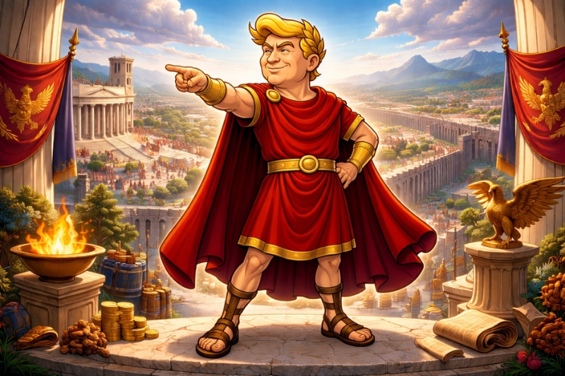 Trumpius Caesar verkündet die Goldene Ordnung – Sicherheit, Stärke und Sparsamkeit für das Imperium