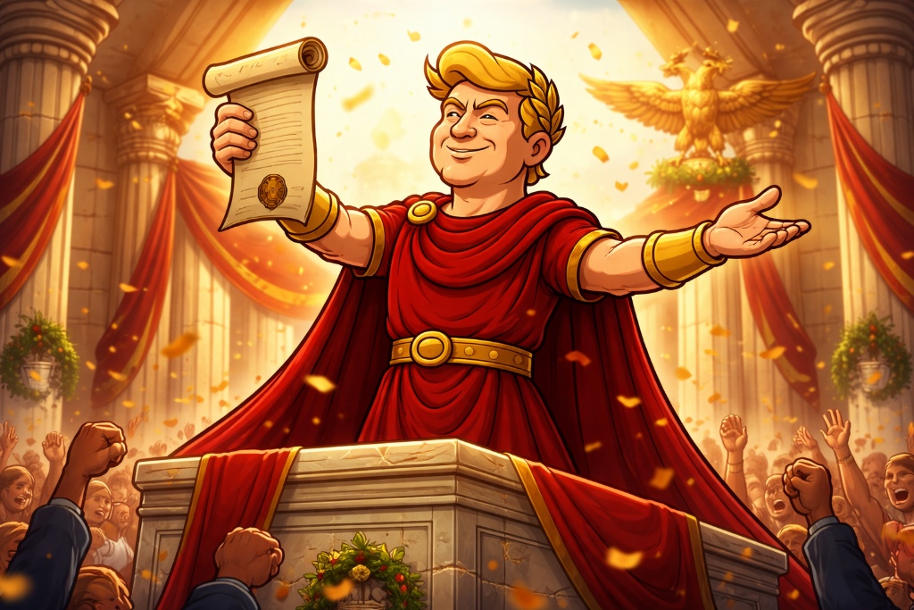 Trumpius Caesar Maximus verkündet das Ewige Freiheitsedikt