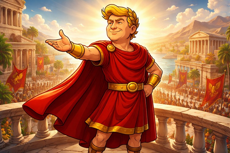 Trumpius Caesar Maximus und der Große Plan: Wie Ordnung, Frieden und Excel-Tabellen Gazaria regieren sollen