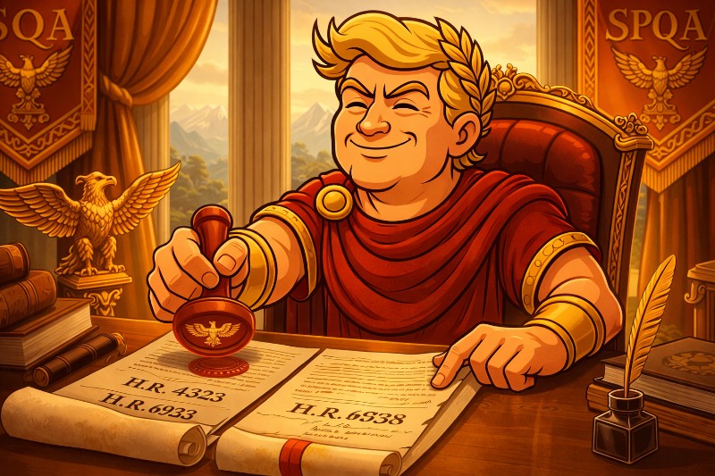 Trumpius Caesar erlässt Gnade und Gold – Zwei Gesetze, ein Federstrich, null Zweifel