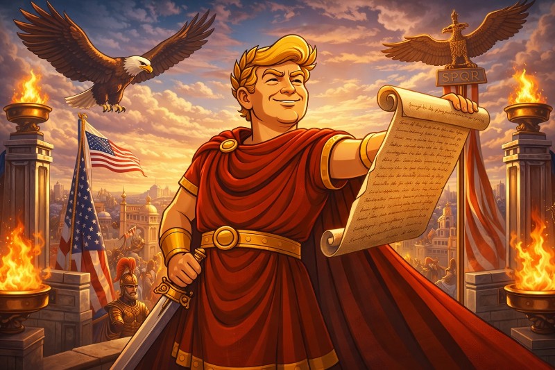 Trumpius Caesar und das Zollschwert gegen Irania Obscura