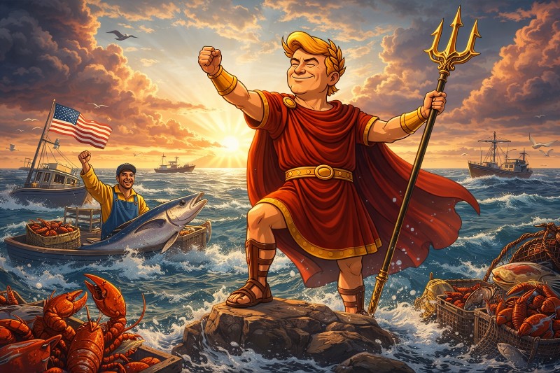 Trumpius Caesar entfesselt den Atlantik – Freiheit für Netze, Hummer und Imperium
