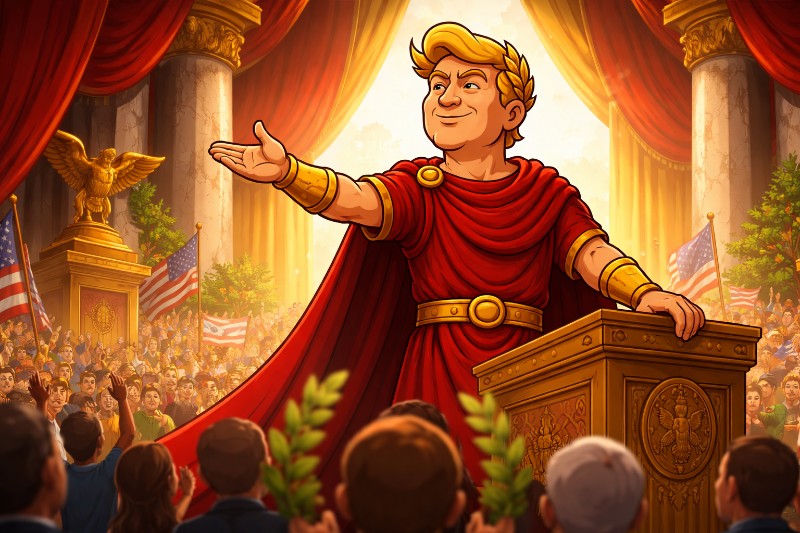 Trumpius Caesar ehrt die Titanin im Spitzenkragen