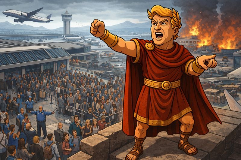 Trumpius Caesar und das 35-Tage-Chaos: Wenn Flughäfen zu Arenen werden