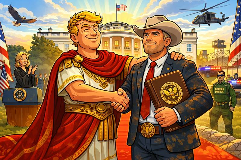 Trumpius Caesar krönt Markwaynus Mullinus zum Oberwächter der Heimatschranken