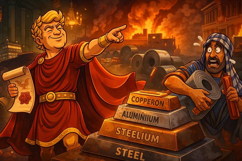 Trumpius Caesar und das Große Metall-Erlassorium – Wie Stahlus, Aluminius und Kupferon vor dem Import-Irrsinn gerettet werden sollten