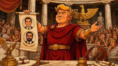Trumpius Caesar erhebt den Meister der Arbeit und den Richter der Tributrollen
