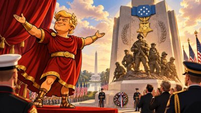 Trumpius Caesar erhebt den Mut in Marmor