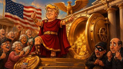 Trumpius Caesar bewacht die heilige Rententruhe